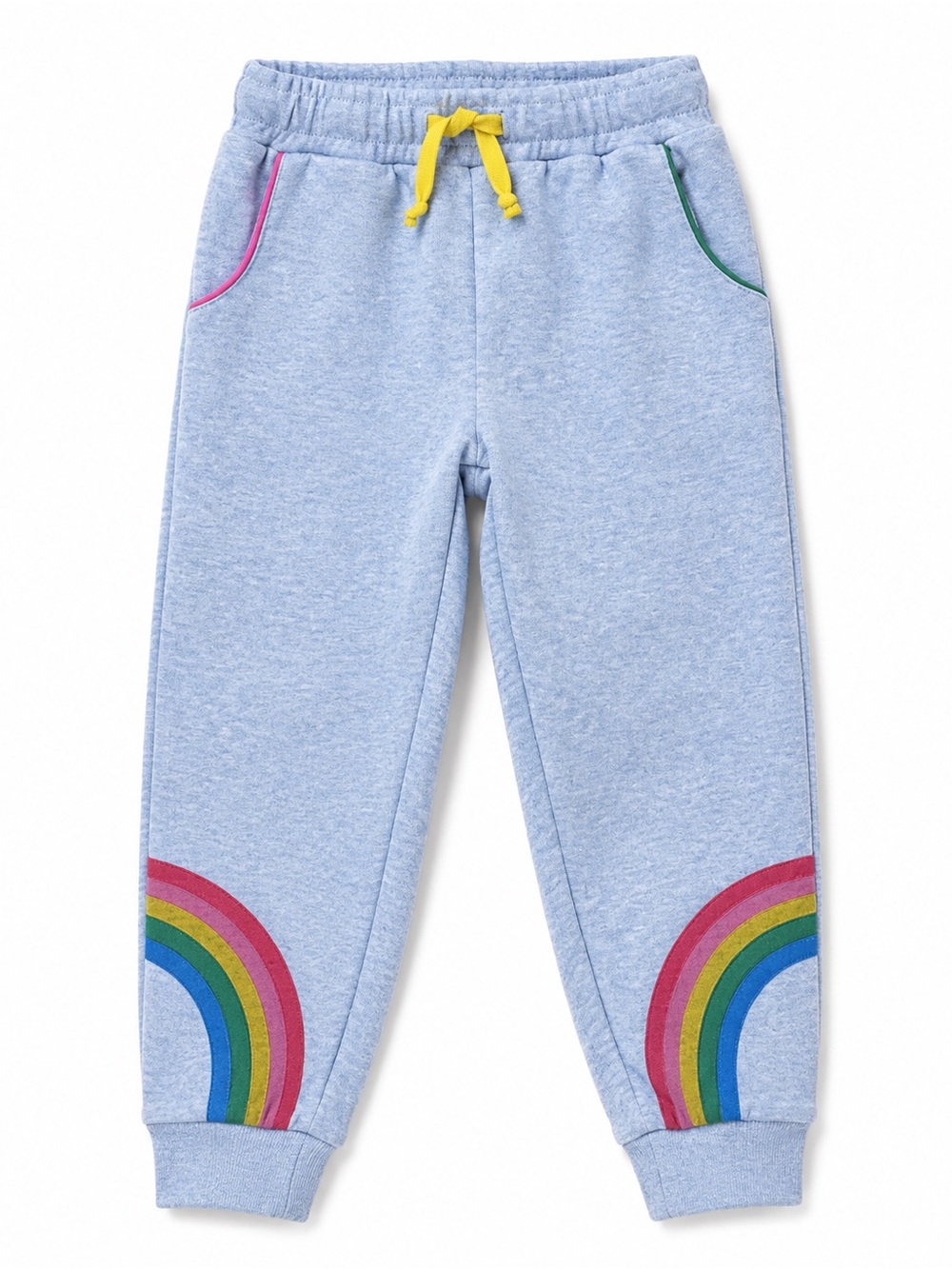 Mini Boden Rainbow Sweatpants Girls 3Y Blue Marl Heathered Fleece Joggers 3T